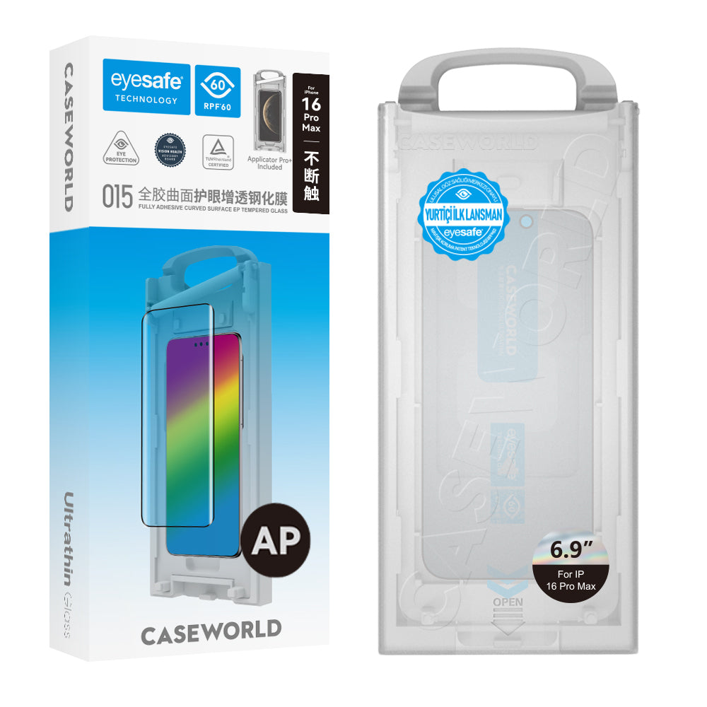 CaseWorld Armor Serisi iPhone 16 Pro Max 0.15mm Eyesafe Teknolojili Cam Ekran Koruyucu CaseWorld Armor Serisi iPhone 16 Pro Max 0.15mm Eyesafe Teknolojili Cam Ekran Koruyucu